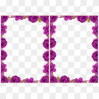 Violet Floral Border Transparent Background Png - Border Flower Frame Design Clipart