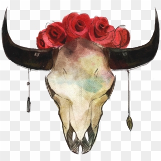 Skeleton Skull Horns Boho Hipster Flowers Roses Ftestic - Take The Cow By The Horns Quotes Clipart