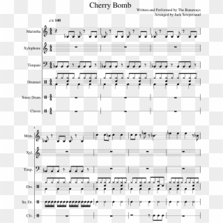 Cherry Bomb Sheet Music For Percussion, Timpani Download - Cherry Bomb Drum Sheet Clipart