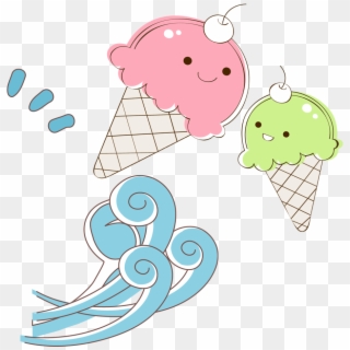 卡通冰淇淋与海浪- Gelato Clipart