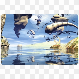 Fantasy World With Flying Rocks Over The Sea Doormat - Flying Boat Clipart