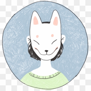 Girl With A Kitsune Mask Clipart