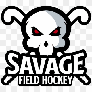 Savage Field Hockey Logo Outline With Shadow And Red - Illustration Clipart