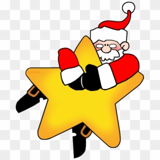 Santa On A Star - Christmas Star With Santa Hat Clipart
