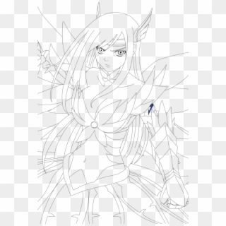Erza Scarlet Lineart By - Line Art Clipart