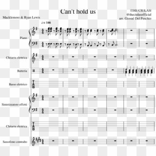 Download Can't Hold Us Sheet Music For Piano, Percussion, - Sheet Music Clipart