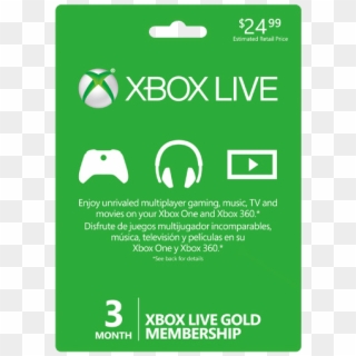 Xbox Live Gold Cost - Xbox One Live Gold 3 Month Clipart
