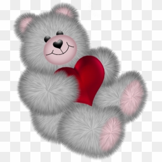 Valentines Day Teddy With Heart Grey Png Clipart Picture - Herz Teddy Png Transparent Png