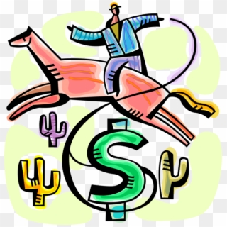 Vector Illustration Of Investment Cowboy On Horseback Clipart