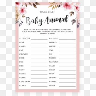 Flower Baby Names Transparent Background - Would She Rather Baby Shower Game Clipart