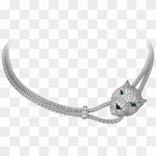 Panthère De Cartier White Gold, Emerald, Onyx And Diamond - Cartier Diamond Panther Necklace Clipart