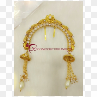 Kundan Stone Golden Hair Pin With Pearl Latkan - Chain Clipart