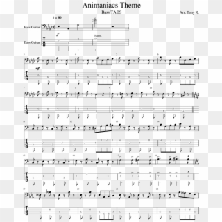 Animaniacs Theme - Bass Tabs - Sheet Music Clipart