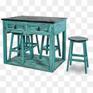 Kitchen Island W/four Stools 42"w X 29"d X 37"h - End Table Clipart