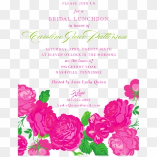 Pink Flowers Invitation Bridal Luncheon, Flower Invitation, - Garden Roses Clipart