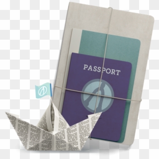 Passport And Journal Bundle With Paper Boat - Paper Clipart