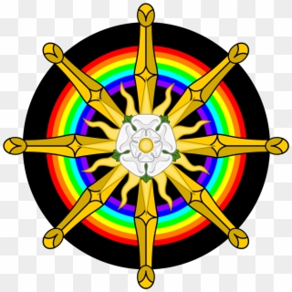 Rainbow White Rose Compass Wheel - Dharmachakra Gif Clipart