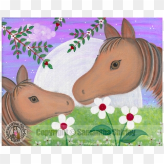 Mother & Pony Horses Kids Art Print Girls Room Wall - Foal Clipart