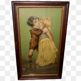 Vintage Print Of The First Kiss - Picture Frame Clipart