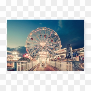 Photo Wonder Wheel By Night Coney Island Ny - Coney Island Night Coney Island Wonder Wheel Clipart