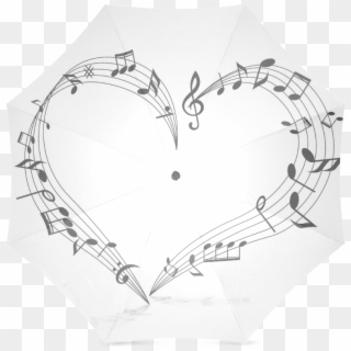 Bw Heart Music Notes Umbrella - 愛心 音符 Clipart