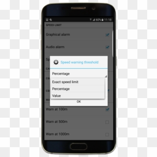 Speed Limit Threshold Options - Cancel Order Mobile Screen Clipart