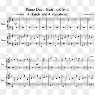 15 Piano Duet - Heart And Soul Easy Piano Four Hands Sheet Music Clipart