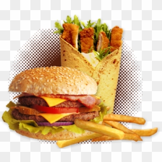Burger Fries Wrap - Burger With Fries Png Clipart