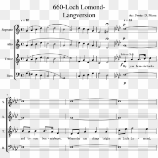 660 Loch Lomond Langversion Arr By F Moon Piano Tutorial - Sheet Music Clipart