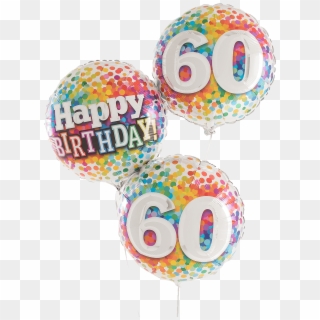 60 Rainbow Confetti Happy Birthday Balloons - 50th Birthday Balloons Png Clipart