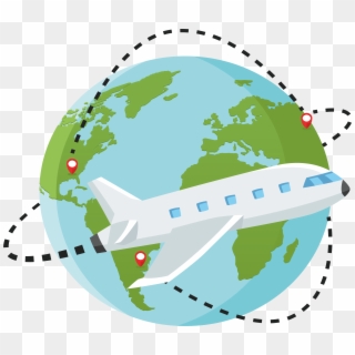 Globe And Plane Png - World Map Clipart