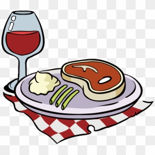 Png Download Red Wine Beefsteak Clip Art Plaid Tablecloth - Wine And Steak Illustration Transparent Png