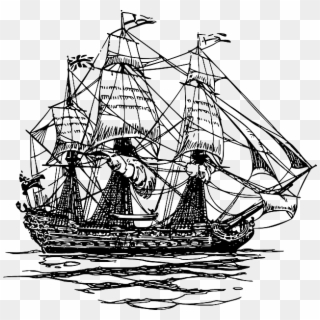 Ship Clipart Colonial - Ship Line Art - Png Download