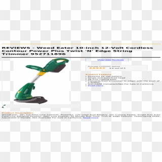 Weed Eater 10 Inch 12-volt Cordless Contour Power Plus - Garden Tool Clipart