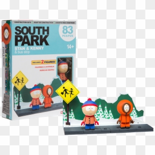 Stan & Kenny With The Bus Stop Construction Set - South Park Mcfarlane Small Set Clipart