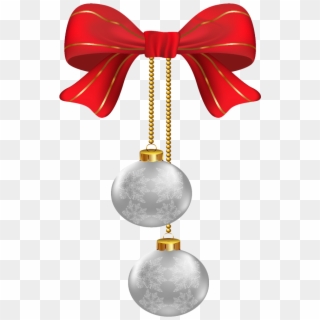 #mq #red #silver #bow #christmas - Christmas Hanging Ornament Png Clipart