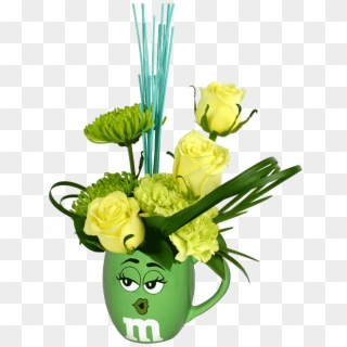 Green M&m Character Flower Mug - Bouquet Clipart