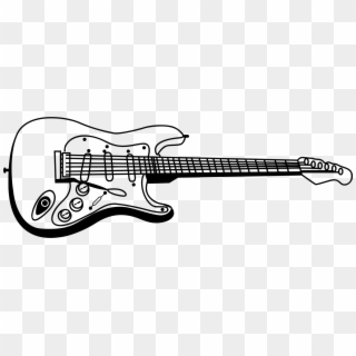 Electric Guitar Bass Guitar Music Acoustic Guitar - Electric Guitar Clipart Black And White - Png Download