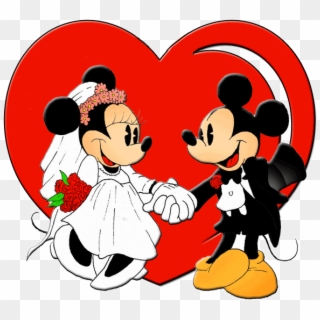 Mickey Mouse Silhouette Clip - Mickey And Minnie Wedding Cartoon - Png Download