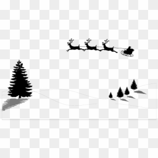 Sled, Santa, Minimalist, Reindeer, Tree, Christmas - Snow Christmas Card Clipart