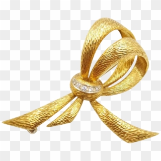 Kurt Gutmann 18k Yellow Gold And Diamond Bow Brooch - Brass Clipart