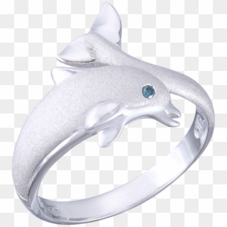 20mm 14k White Gold "jumping Single" Dolphin Ring With - Titanium Ring Clipart