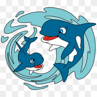 Shark Vector Cartoon Drawing Png File Hd Clipart - Дельфин И Дельфиненок Рисунок Transparent Png