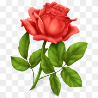 Red Rose With Leaves Clipart Free Png Download - Rose Ico Transparent Png