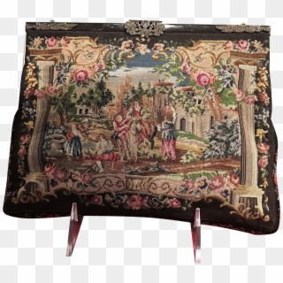 Vintage Petit Point Medieval Scene Purse With Enameled - Tapestry Clipart