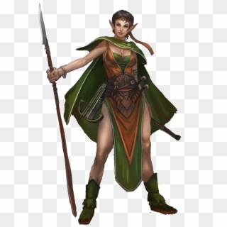 D20 Transparent Elvish - Female Wood Elf Spear Clipart