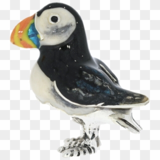 Sterling Silver & Enamel Small Standing Puffin Bird - Atlantic Puffin Clipart