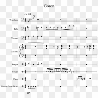 Goron Sheet Music For Violin, Guitar, Bass, Percussion - Sheet Music Clipart