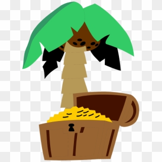 Illustration Of A Treasure Chest And A Palm Tree - Treasure Chest And Palm Tree Clipart