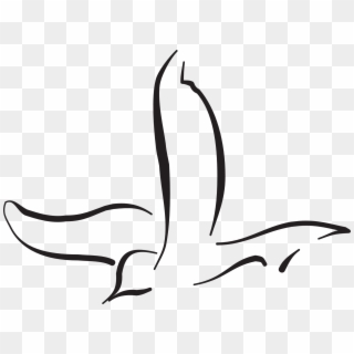 Simple Dove Outline - Line Drawing Bird Flying Clipart